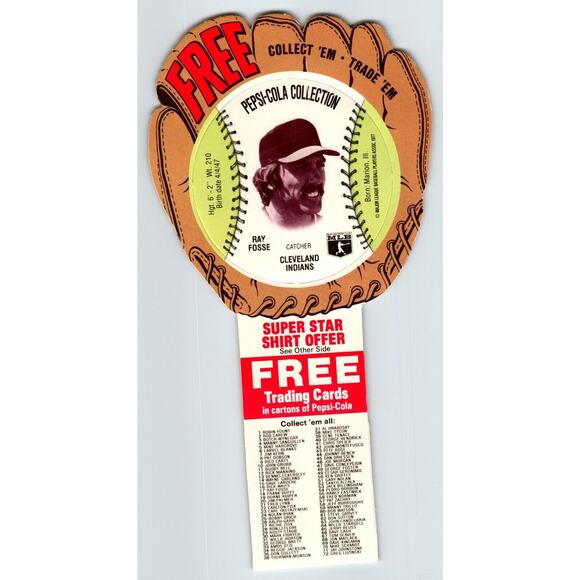 Pepsi Baseball Trading Card 1977 Ray Fosse Cleveland Indians MLB Diecut Trade - Picture 1 of 2